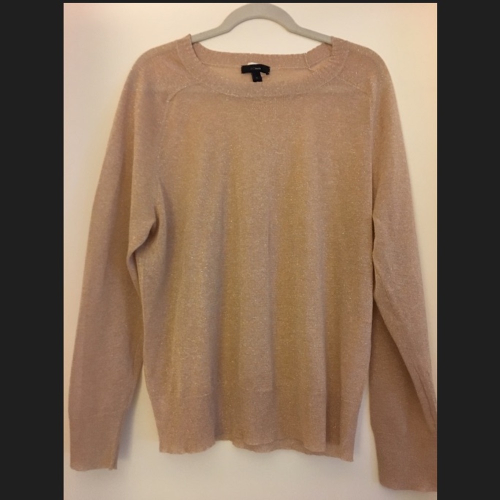 J Crew long sleeve thin sparkly gold sweater